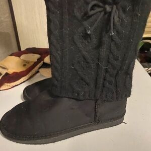 JustFab Black Cable Knit Winter Boots